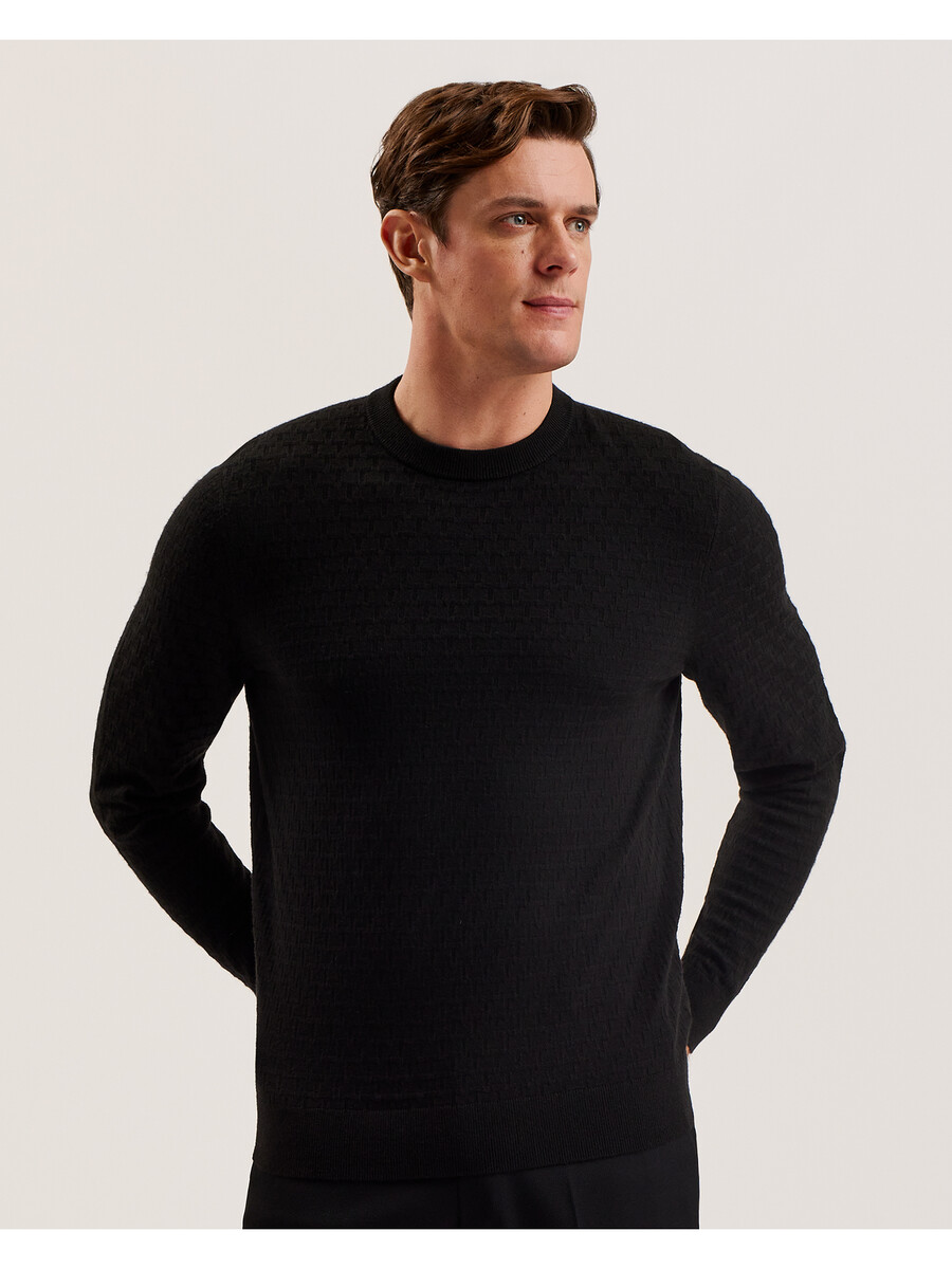 loung - trui met ronde hals en textuur gebreide structuur
