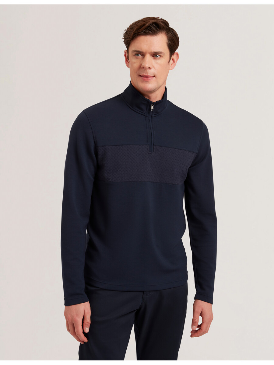 simonea - modal sweatshirt met textuurpanelen en halve ritssluiting