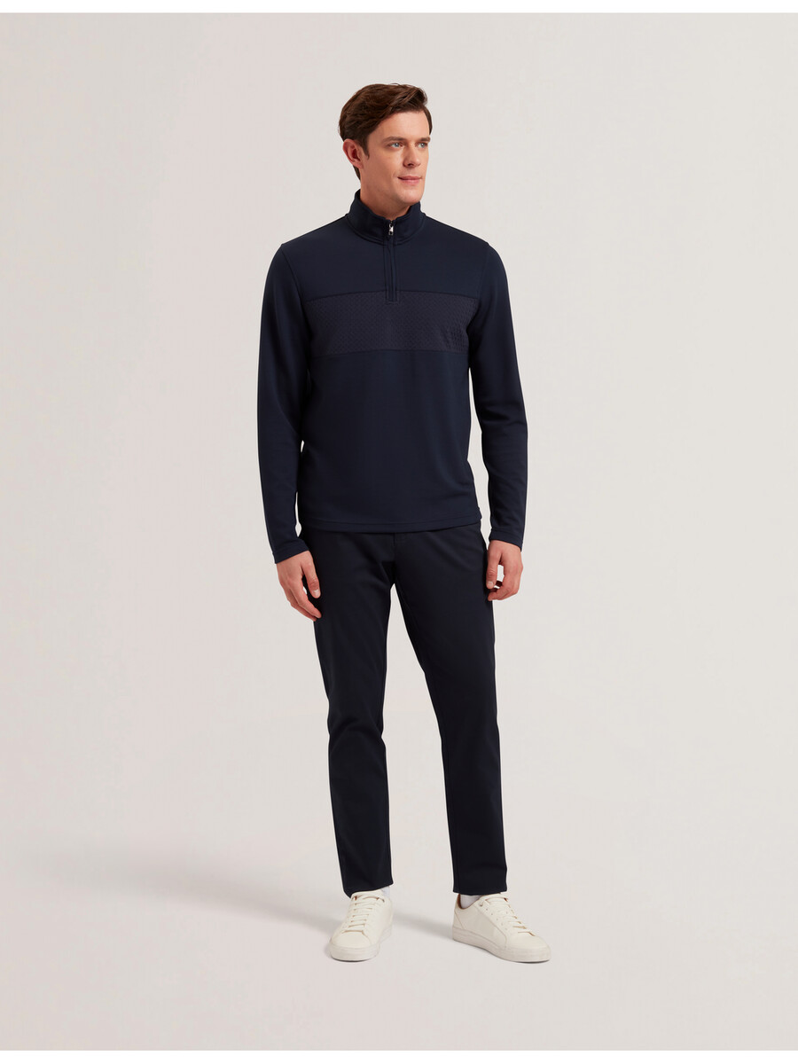 simonea - modal sweatshirt met textuurpanelen en halve ritssluiting