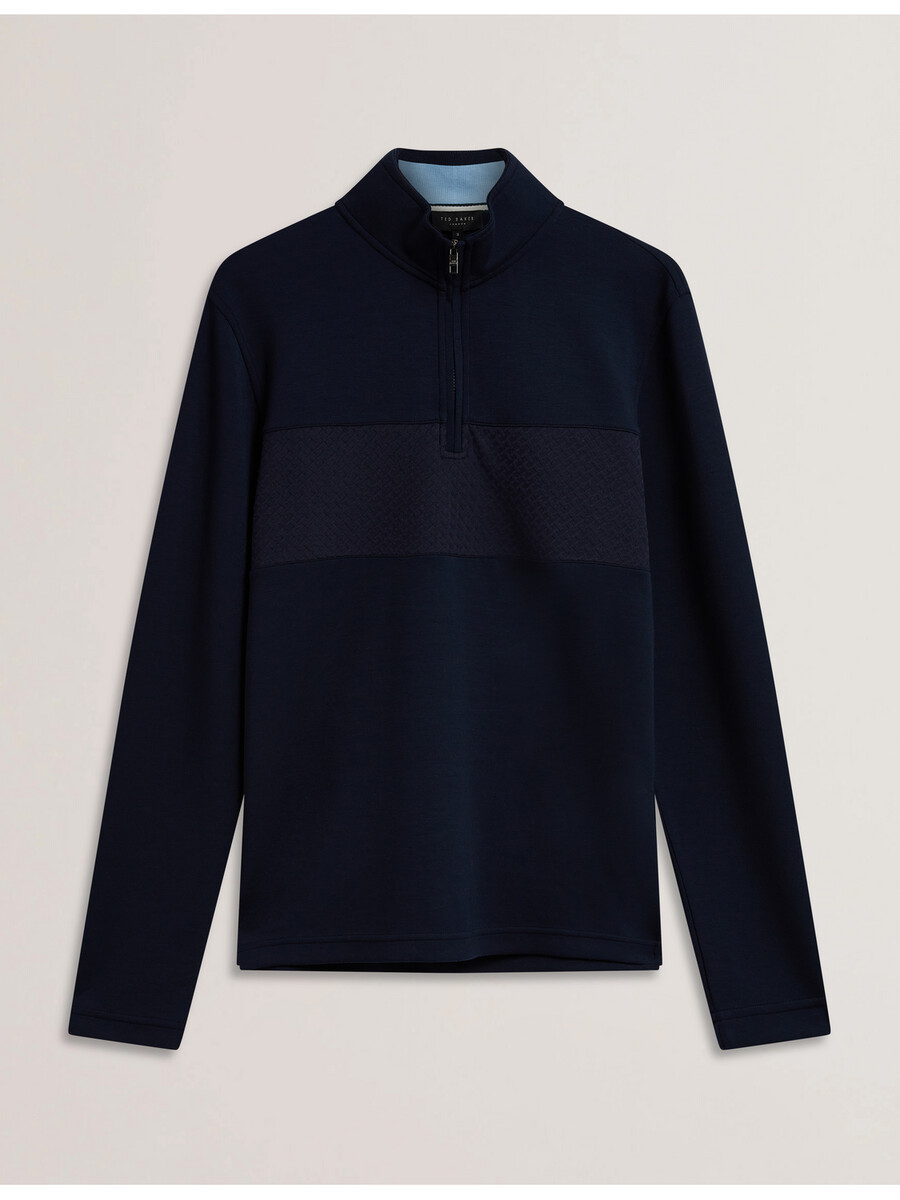 simonea - modal sweatshirt met textuurpanelen en halve ritssluiting