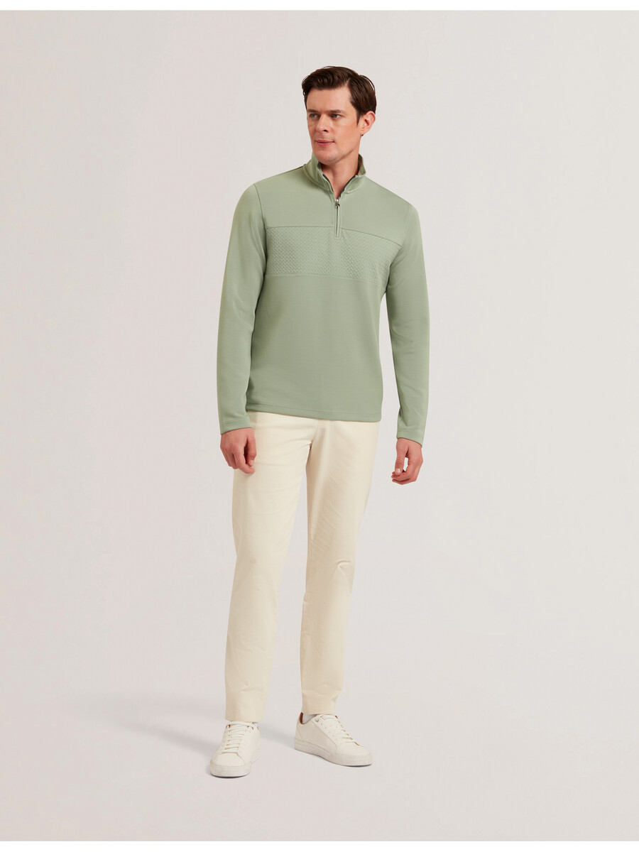 simonea - modal sweatshirt met textuurpanelen en halve ritssluiting