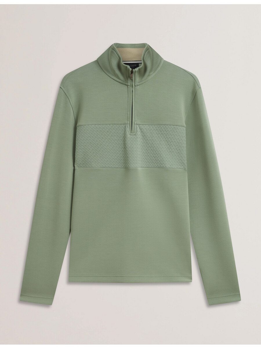simonea - modal sweatshirt met textuurpanelen en halve ritssluiting