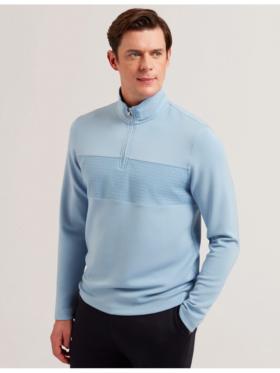 simonea - modal sweatshirt met textuurpanelen en halve ritssluiting