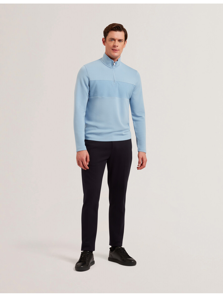 simonea - modal sweatshirt met textuurpanelen en halve ritssluiting