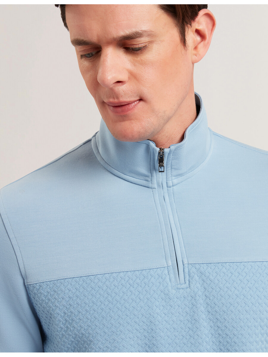 simonea - modal sweatshirt met textuurpanelen en halve ritssluiting