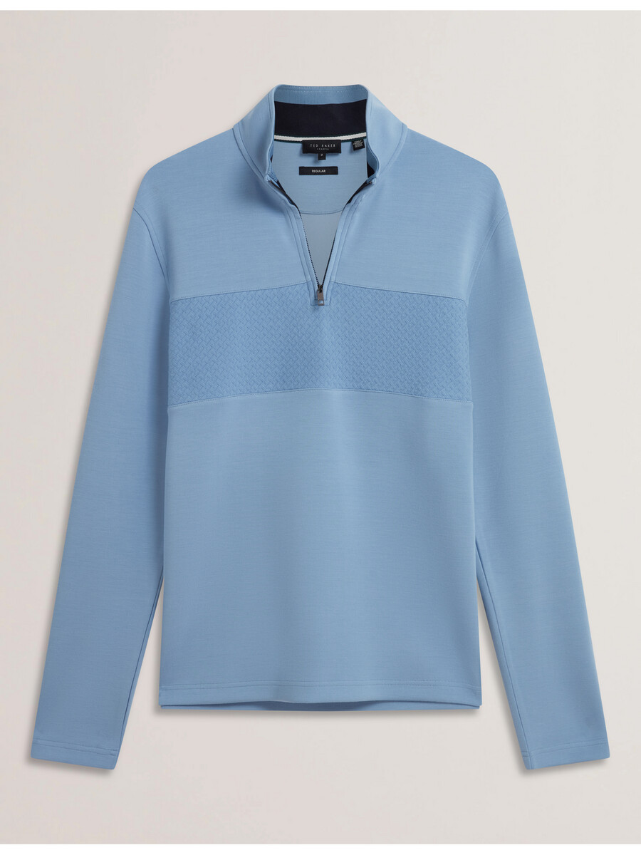 simonea - modal sweatshirt met textuurpanelen en halve ritssluiting