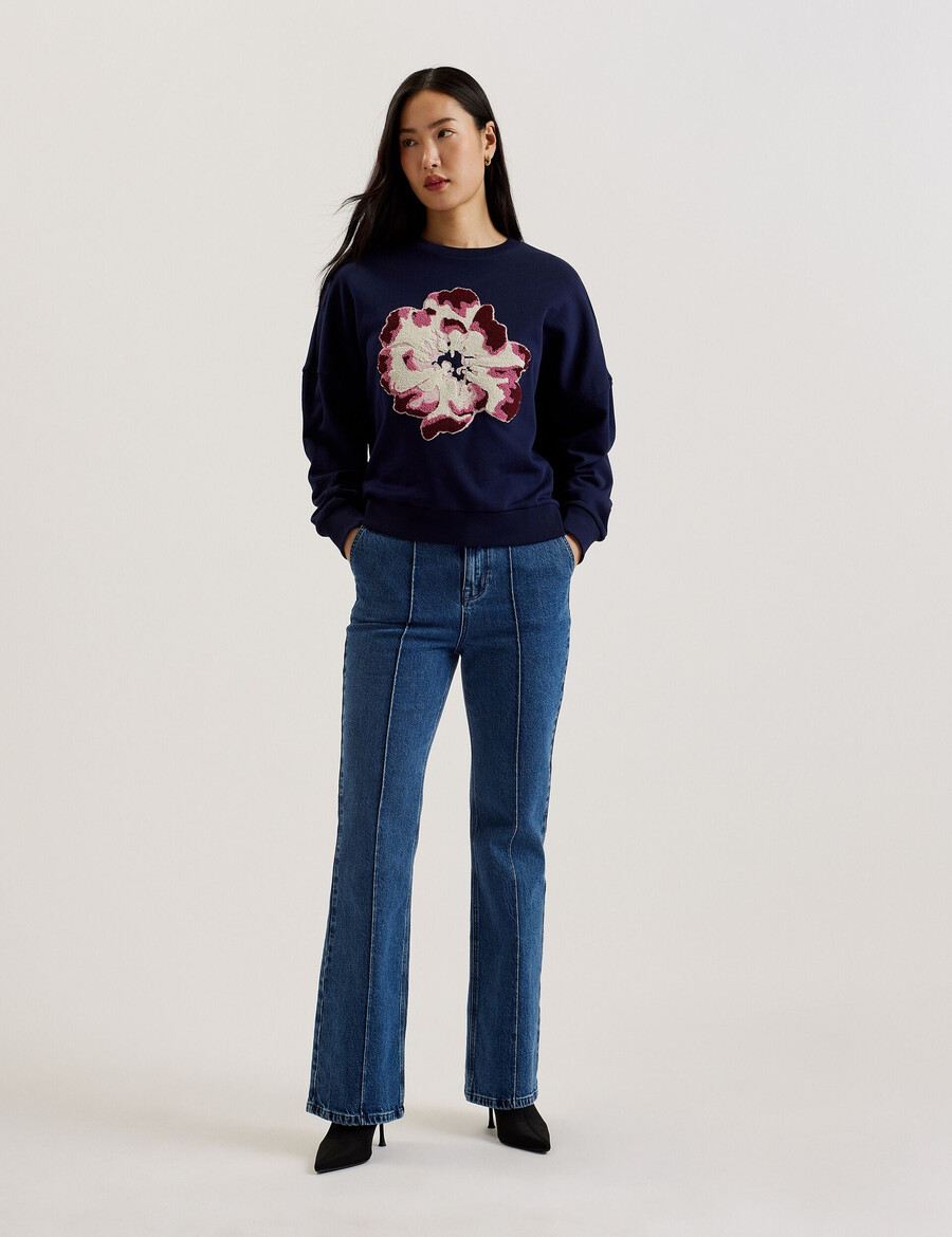 raynahh - katoenen sweatshirt met bloemenprint en textuur