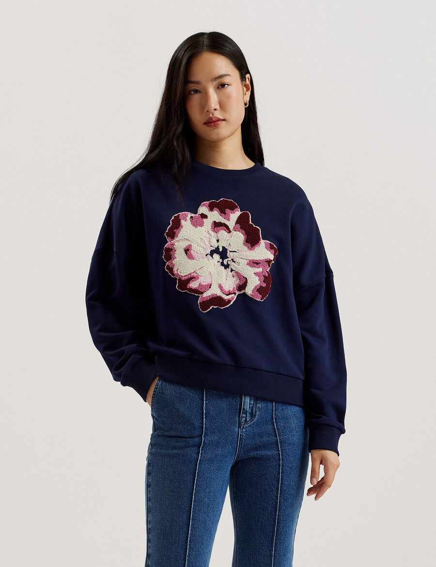 raynahh - katoenen sweatshirt met bloemenprint en textuur