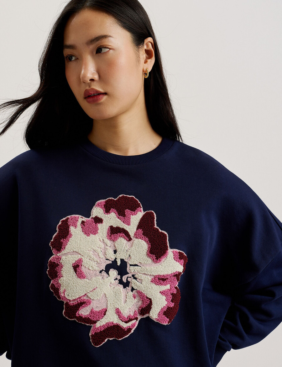 raynahh - katoenen sweatshirt met bloemenprint en textuur