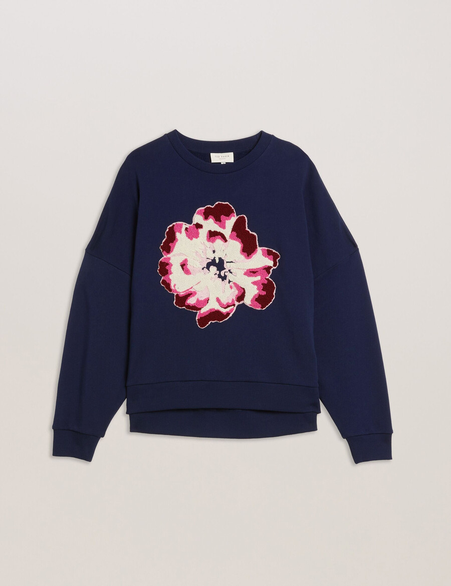 raynahh - katoenen sweatshirt met bloemenprint en textuur