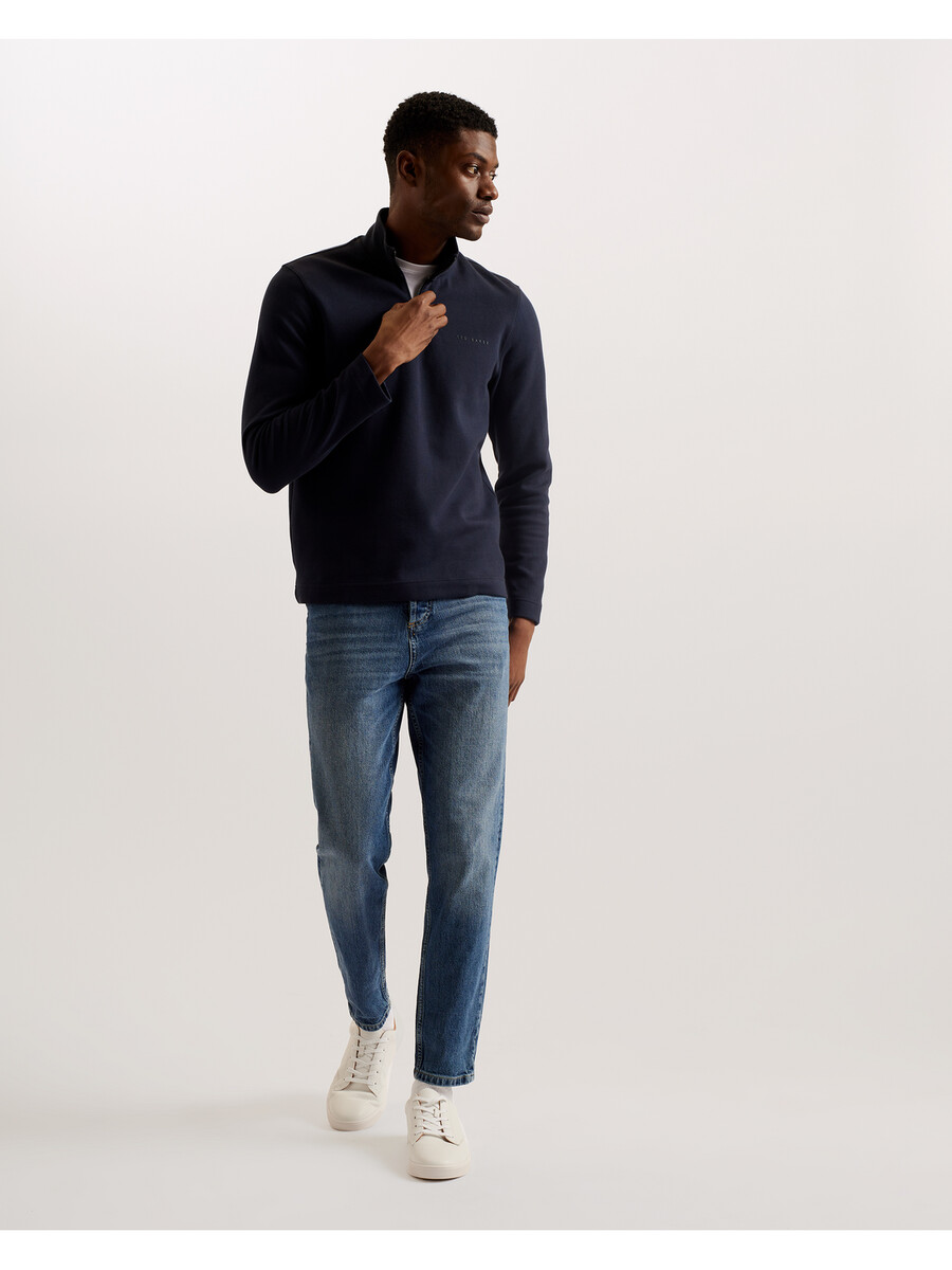 actos - merksweatshirt met halve rits katoenmix