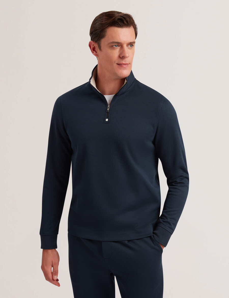 pryor - sweatshirt met halve rits en trechterhals