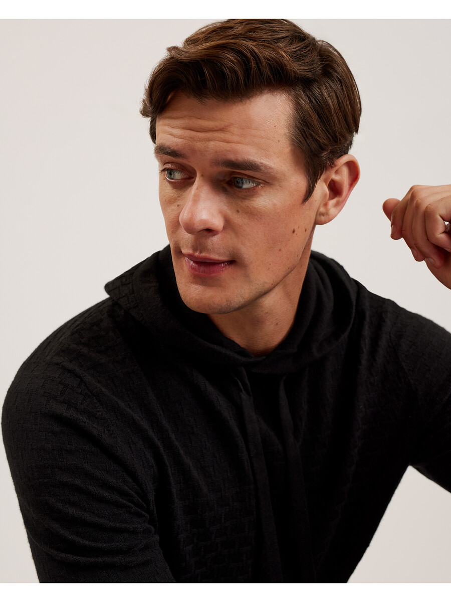 loular - hoodie van gebreide wolmix met textuur
