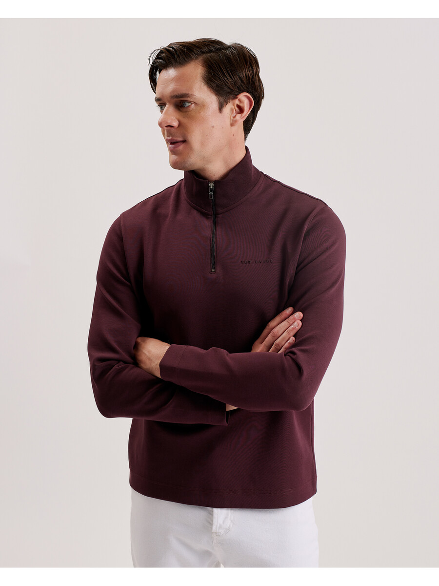 actos - merksweatshirt met halve rits katoenmix