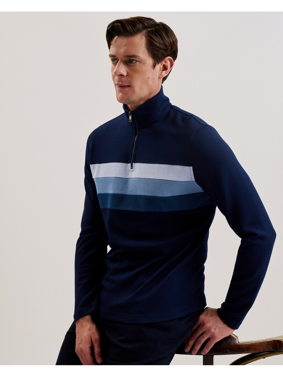 longman - sweatshirt met ombre strepen en halve rits