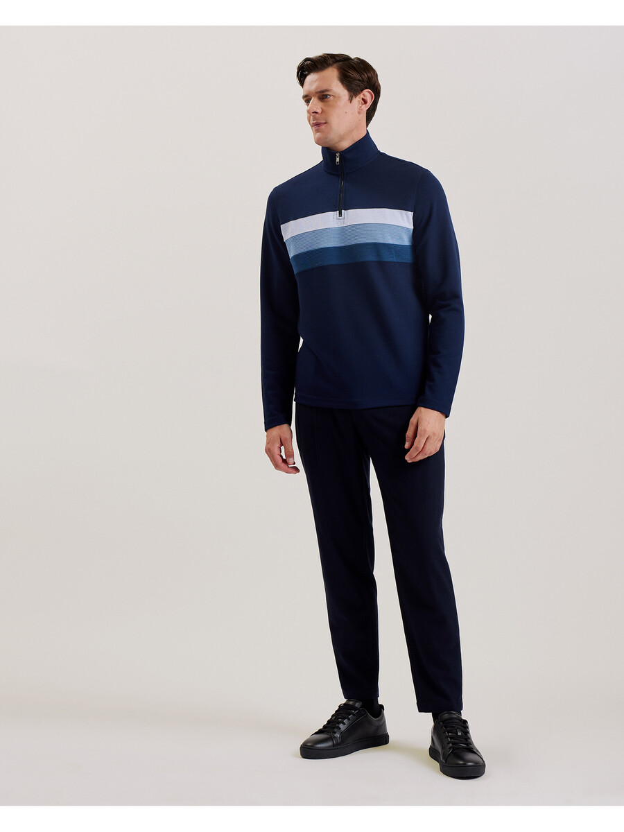 longman - sweatshirt met ombre strepen en halve rits