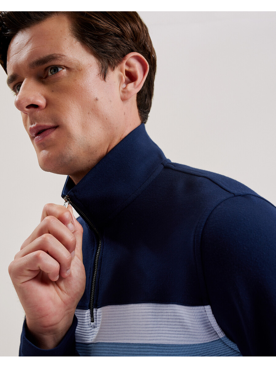 longman - sweatshirt met ombre strepen en halve rits