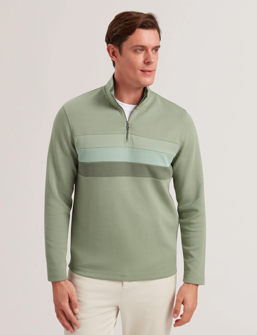 longman - sweatshirt met ombre strepen en halve rits