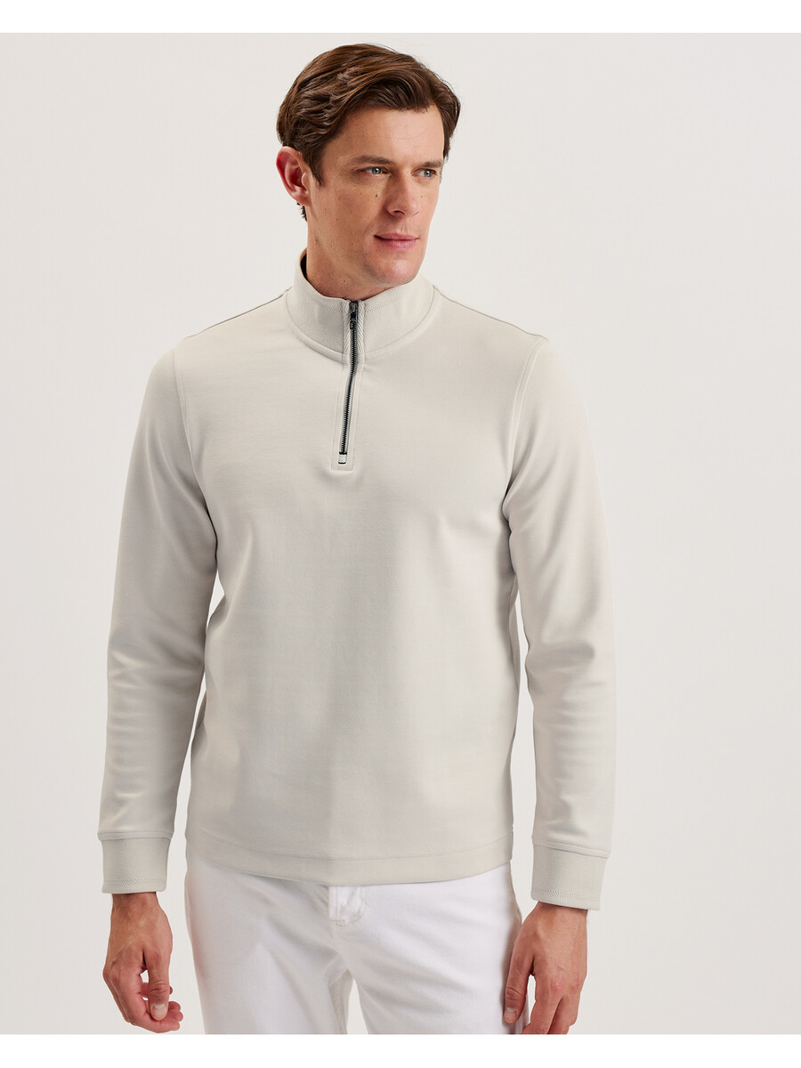 pryor - sweatshirt met halve rits en trechterhals