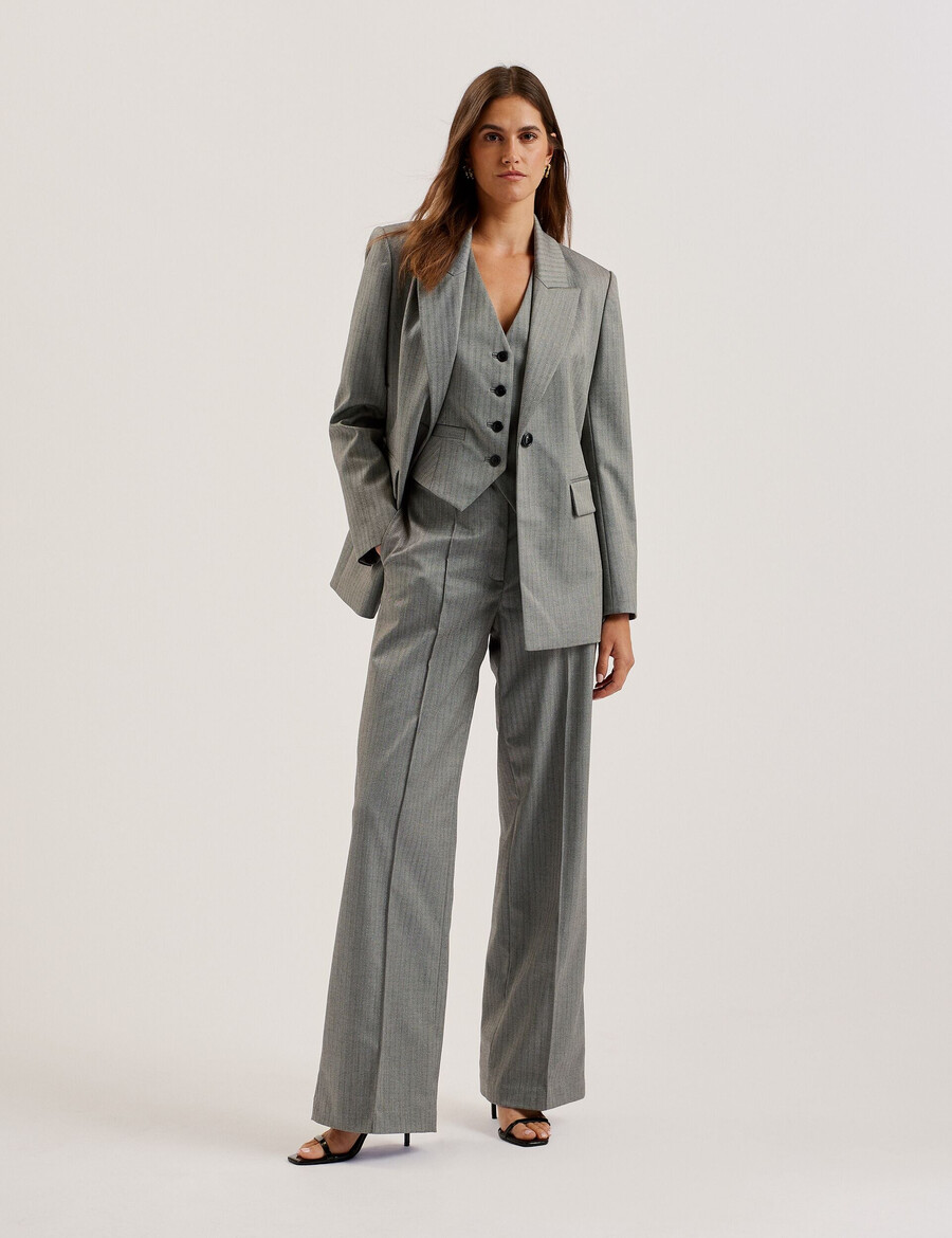 koa - oversized blazer met visgraatmotief en enkele rij knopen
