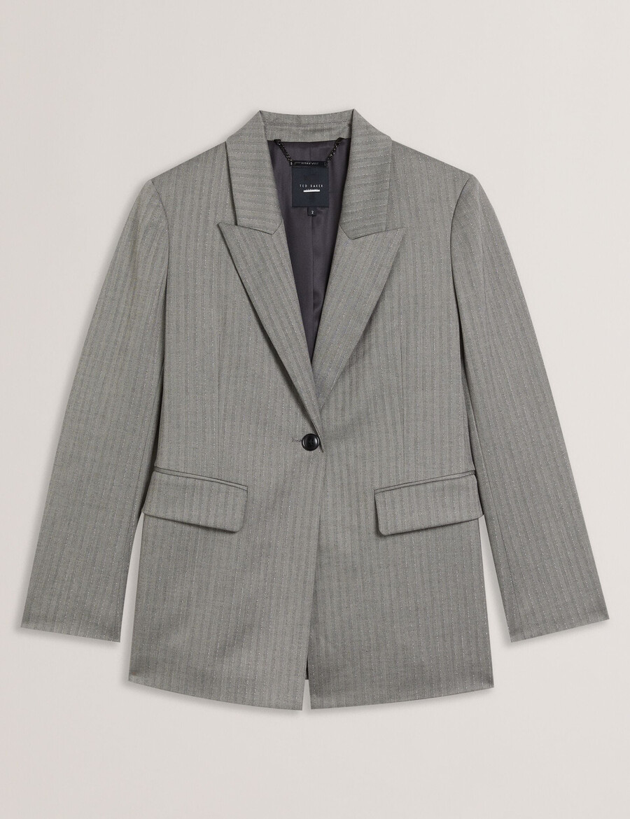 koa - oversized blazer met visgraatmotief en enkele rij knopen