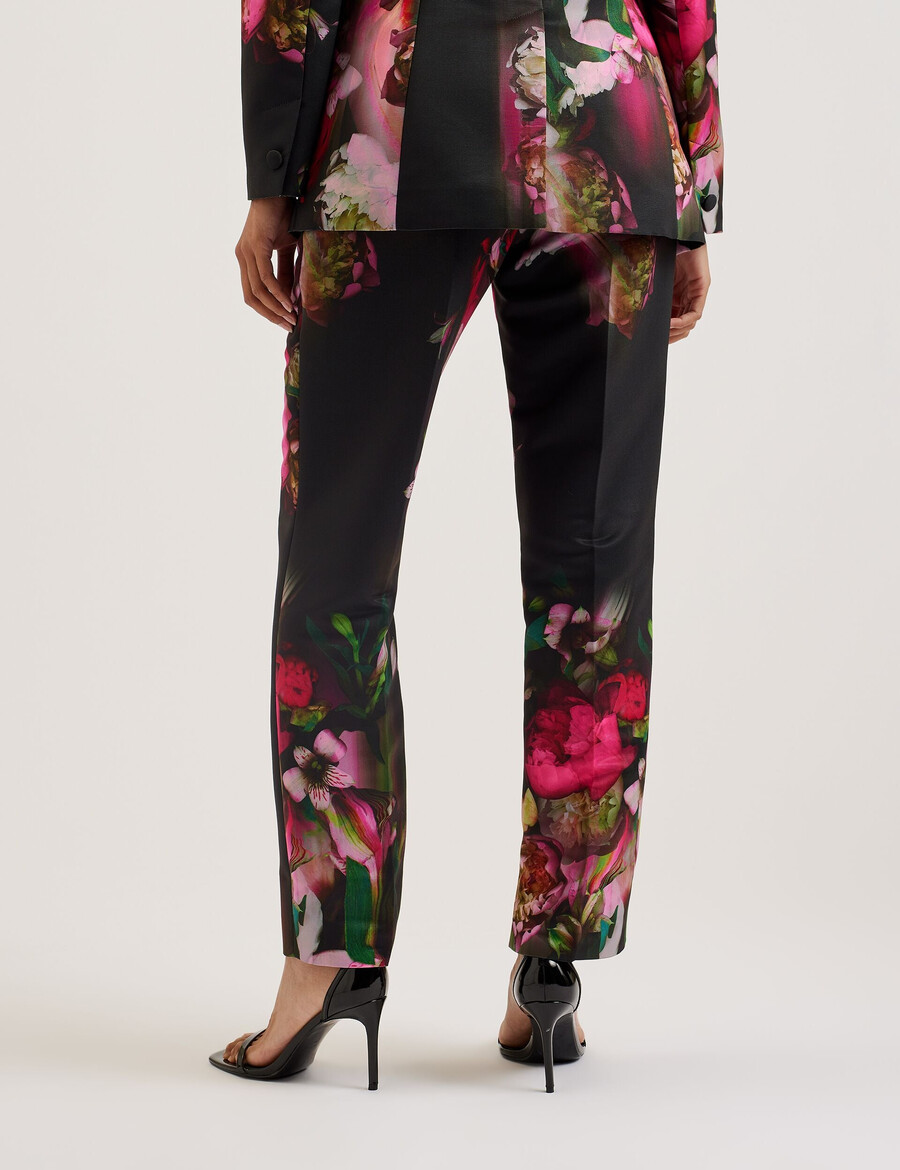 okunit - getailleerde broek met taps toelopende pijpen en bloemenprint