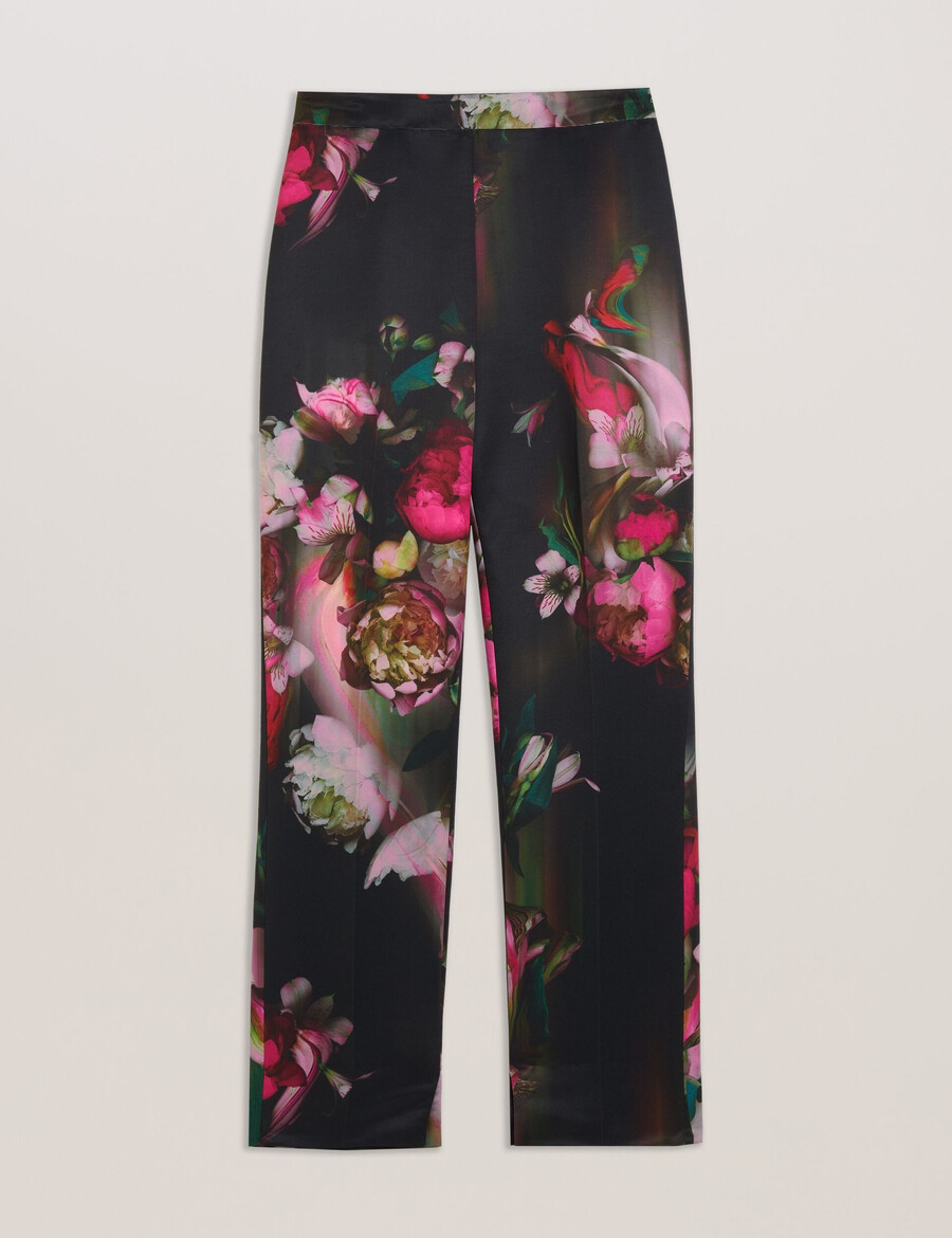 okunit - getailleerde broek met taps toelopende pijpen en bloemenprint