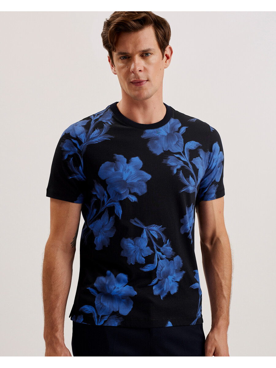 vendis - katoenen t-shirt met contrasterende bloemenprint