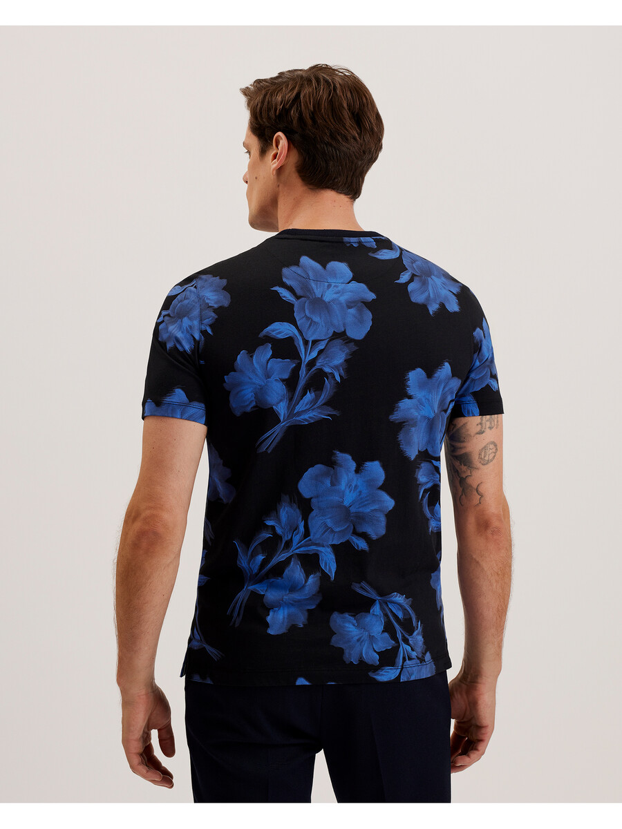 vendis - katoenen t-shirt met contrasterende bloemenprint
