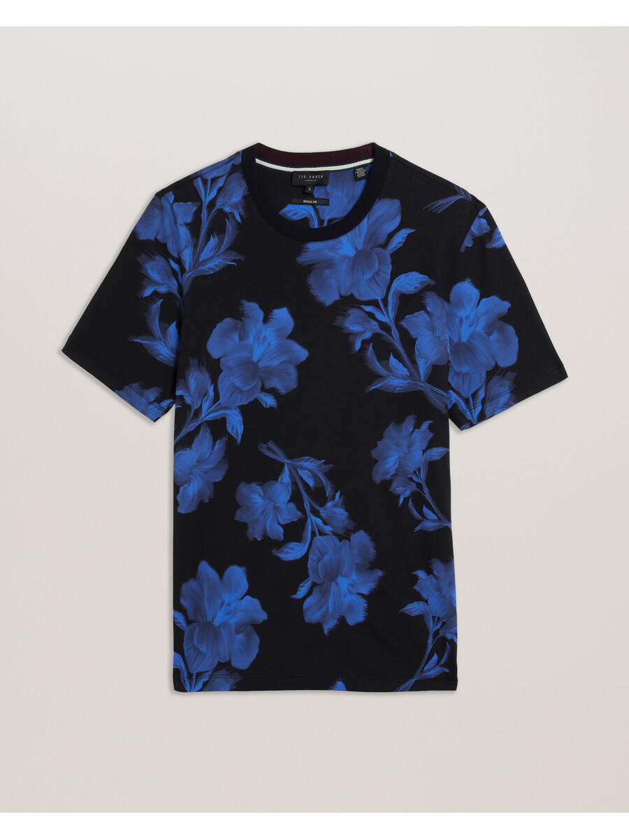 vendis - katoenen t-shirt met contrasterende bloemenprint