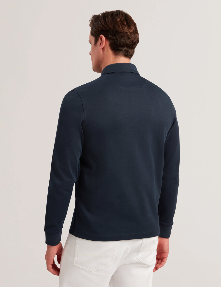 ingmar - polo shirt met lange mouwen en ritssluiting gemaakt van een katoenmix