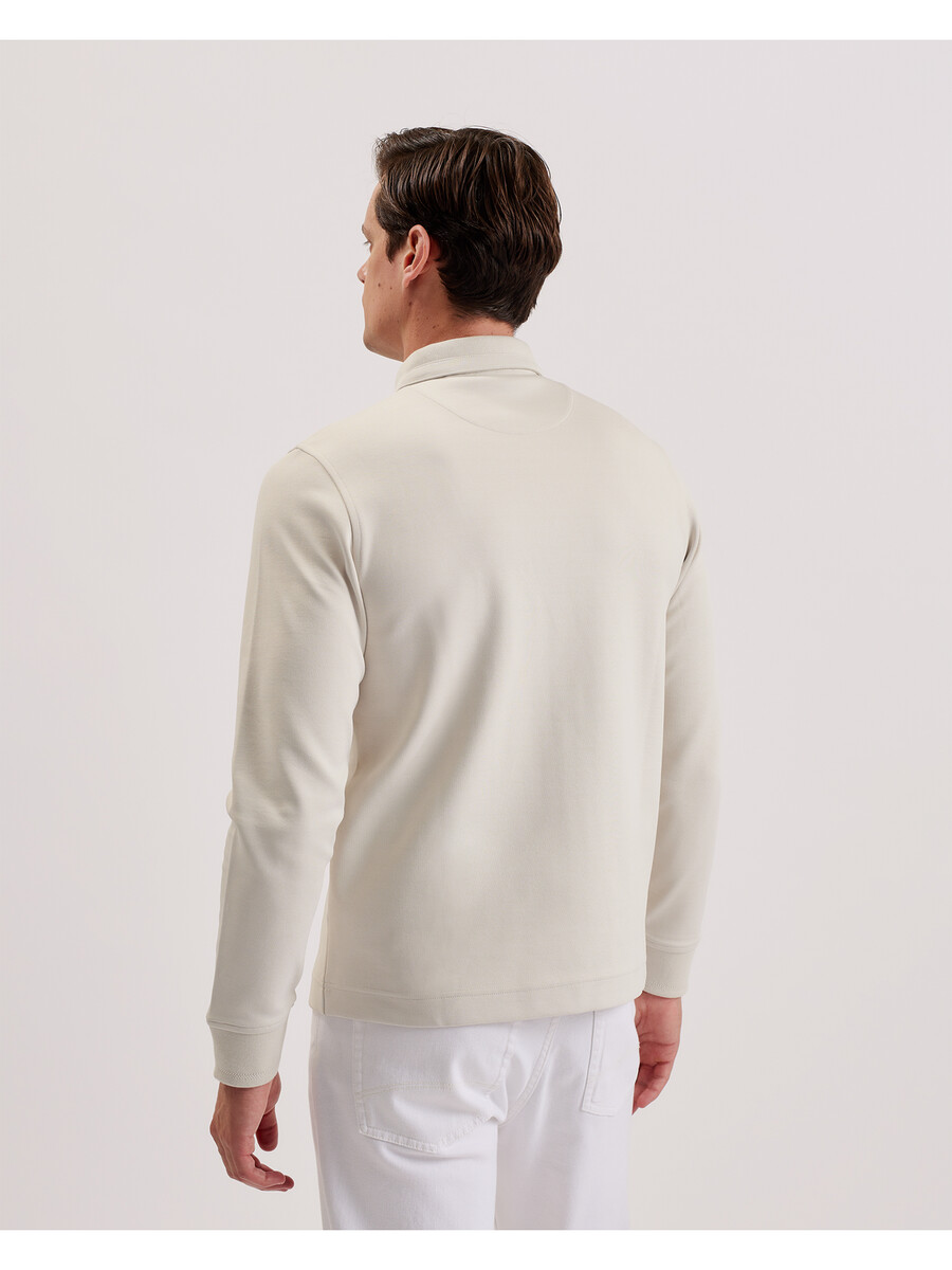 ingmar - polo shirt met lange mouwen en ritssluiting gemaakt van een katoenmix