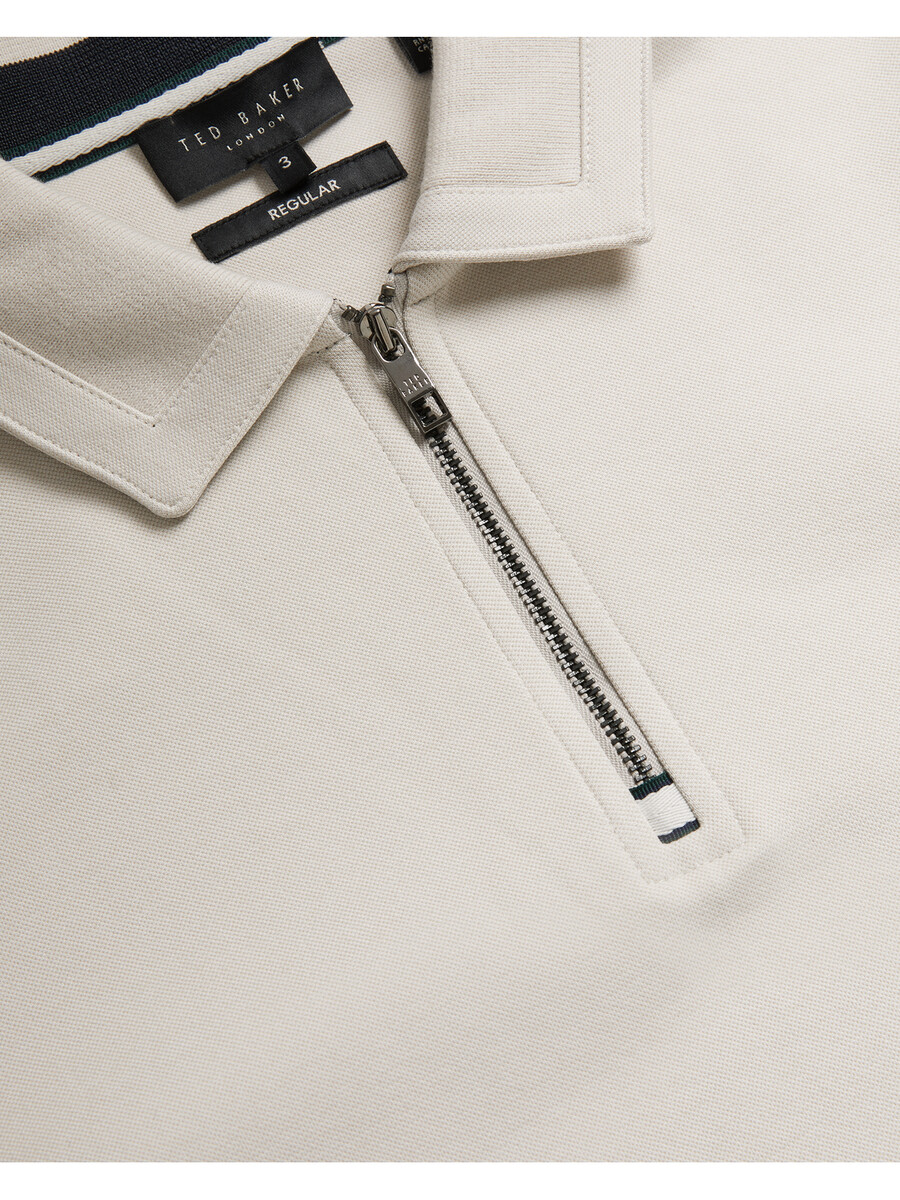 ingmar - polo shirt met lange mouwen en ritssluiting gemaakt van een katoenmix