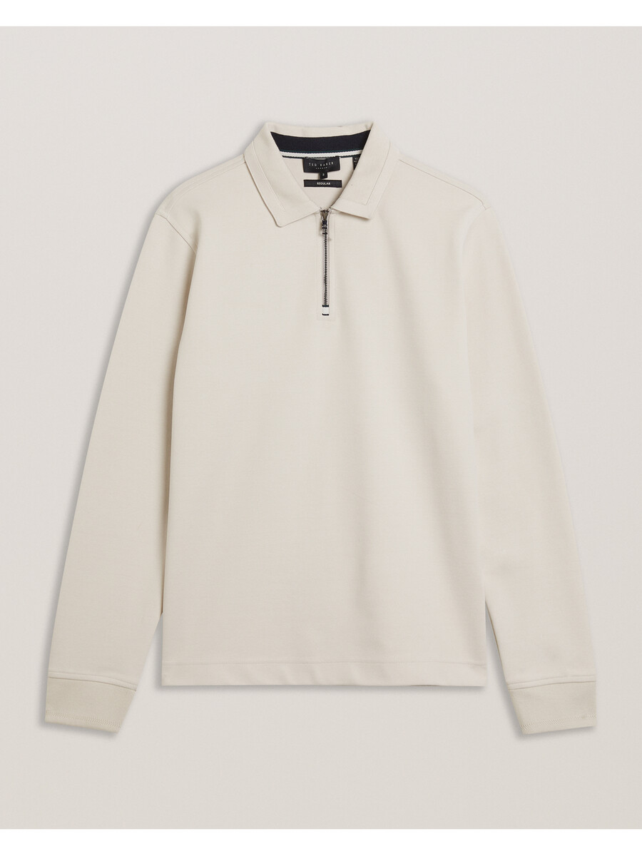ingmar - polo shirt met lange mouwen en ritssluiting gemaakt van een katoenmix