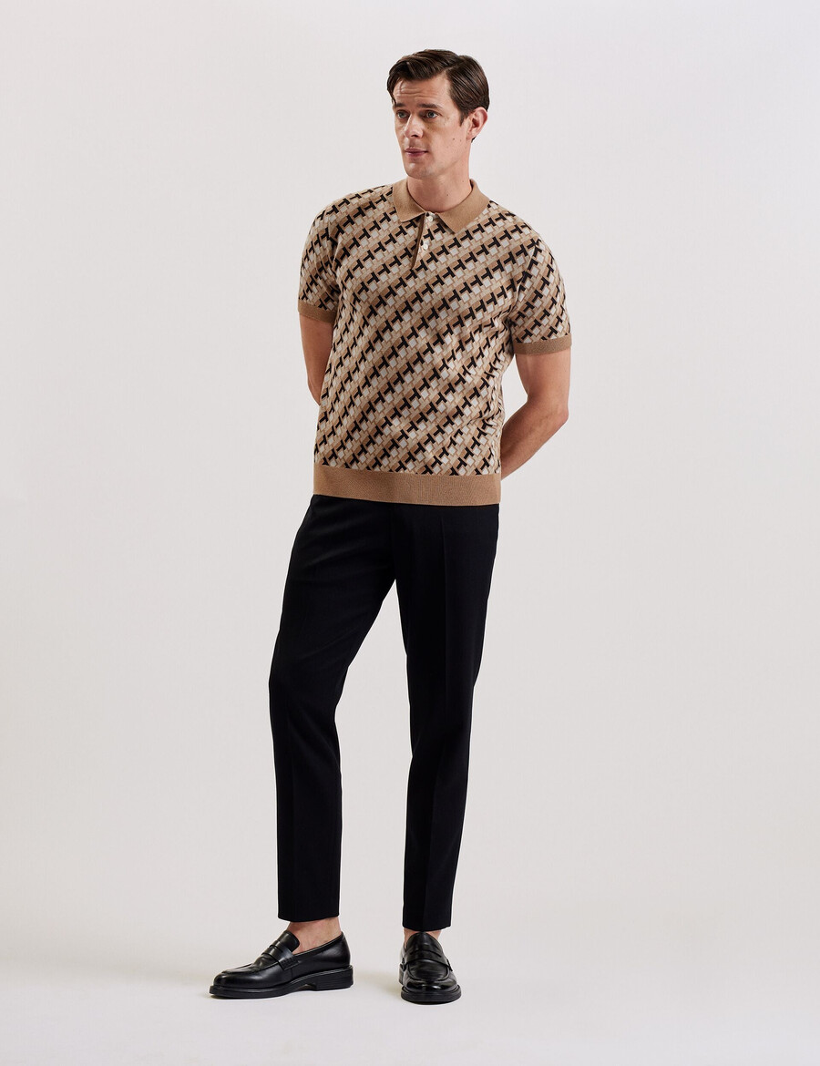 seferry - polo shirt met in elkaar grijpende t-jacquard gebreide stof