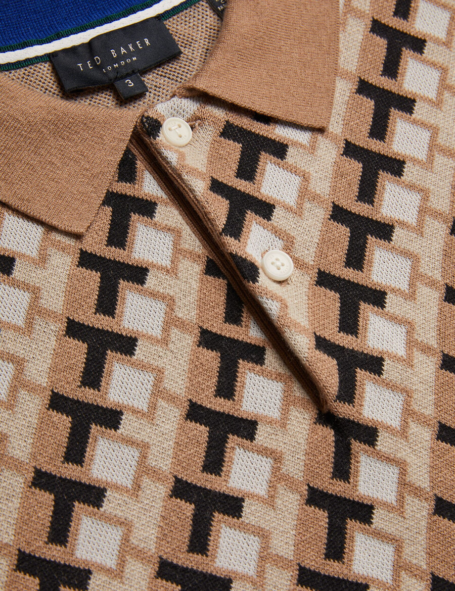 seferry - polo shirt met in elkaar grijpende t-jacquard gebreide stof