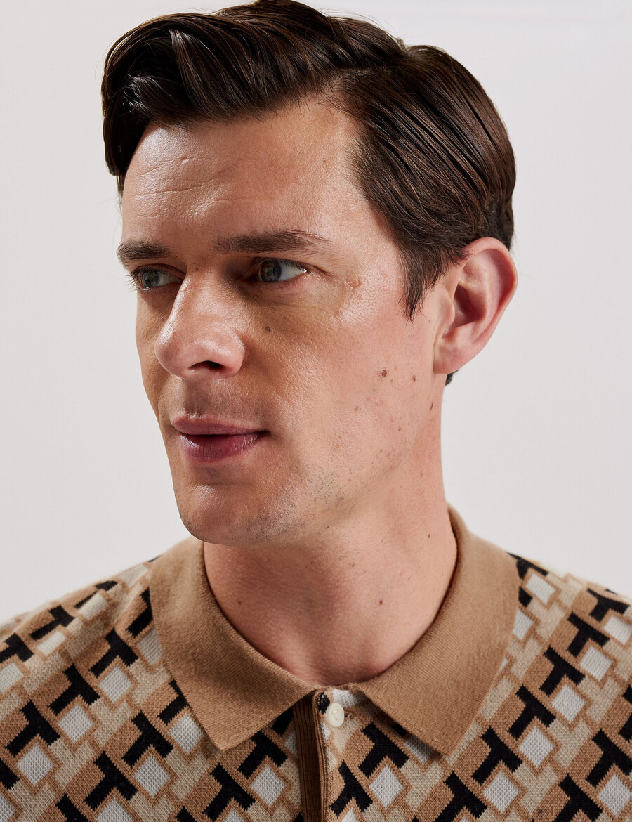 seferry - polo shirt met in elkaar grijpende t-jacquard gebreide stof