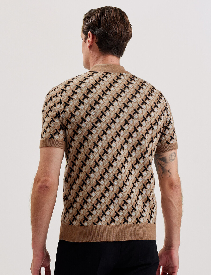 seferry - polo shirt met in elkaar grijpende t-jacquard gebreide stof
