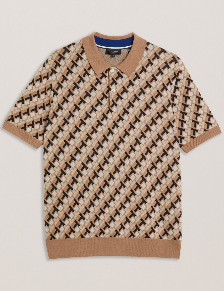 seferry - polo shirt met in elkaar grijpende t-jacquard gebreide stof
