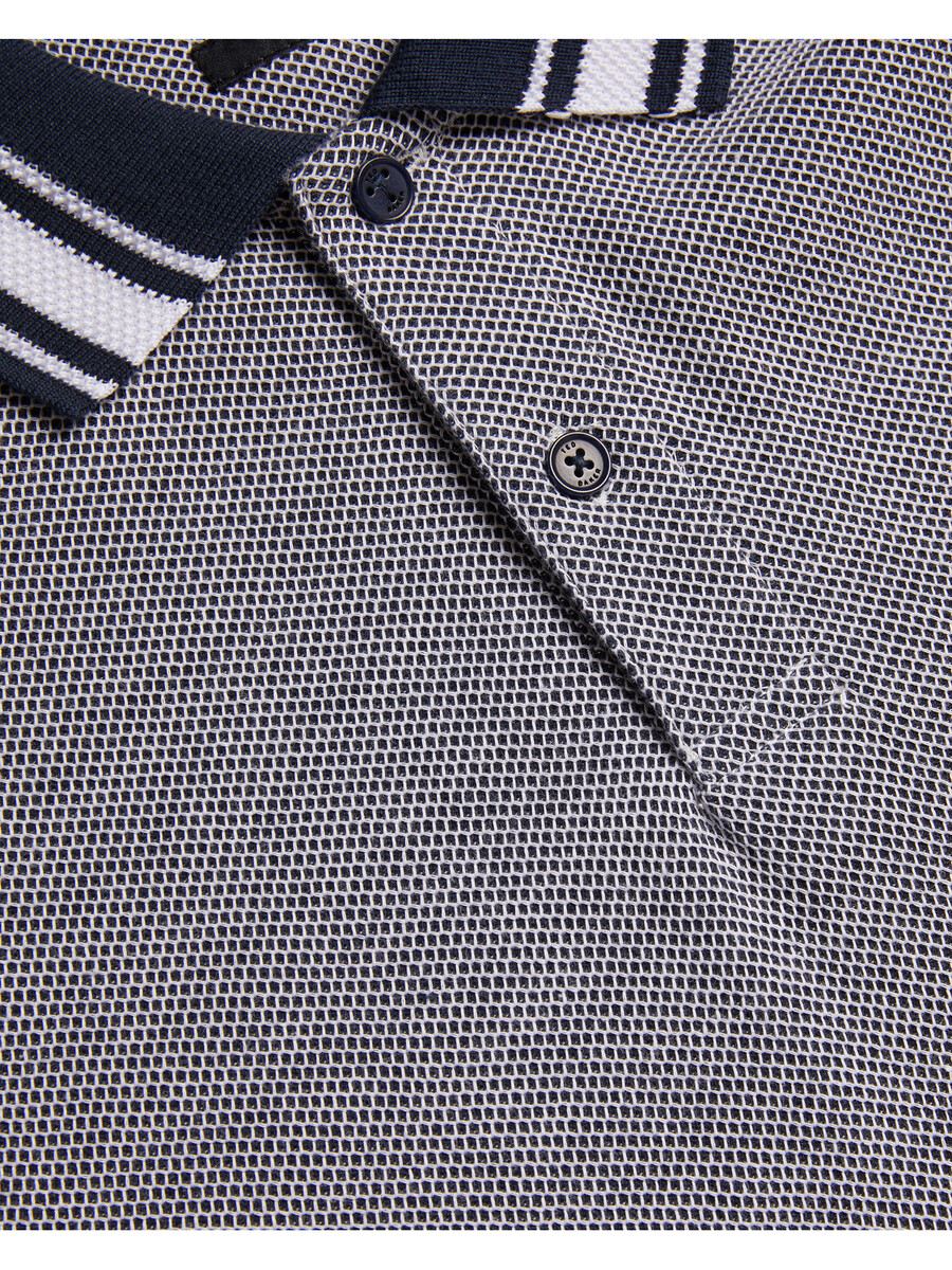 phenes - polo shirt van getextureerd katoen met streepafwerking