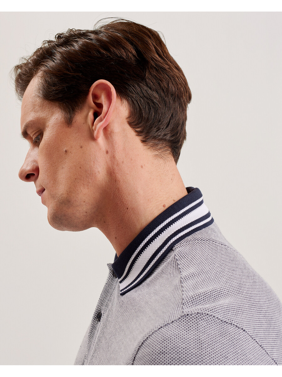 phenes - polo shirt van getextureerd katoen met streepafwerking