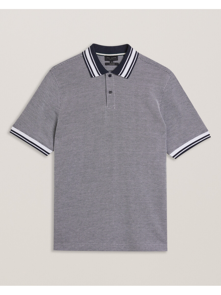 phenes - polo shirt van getextureerd katoen met streepafwerking