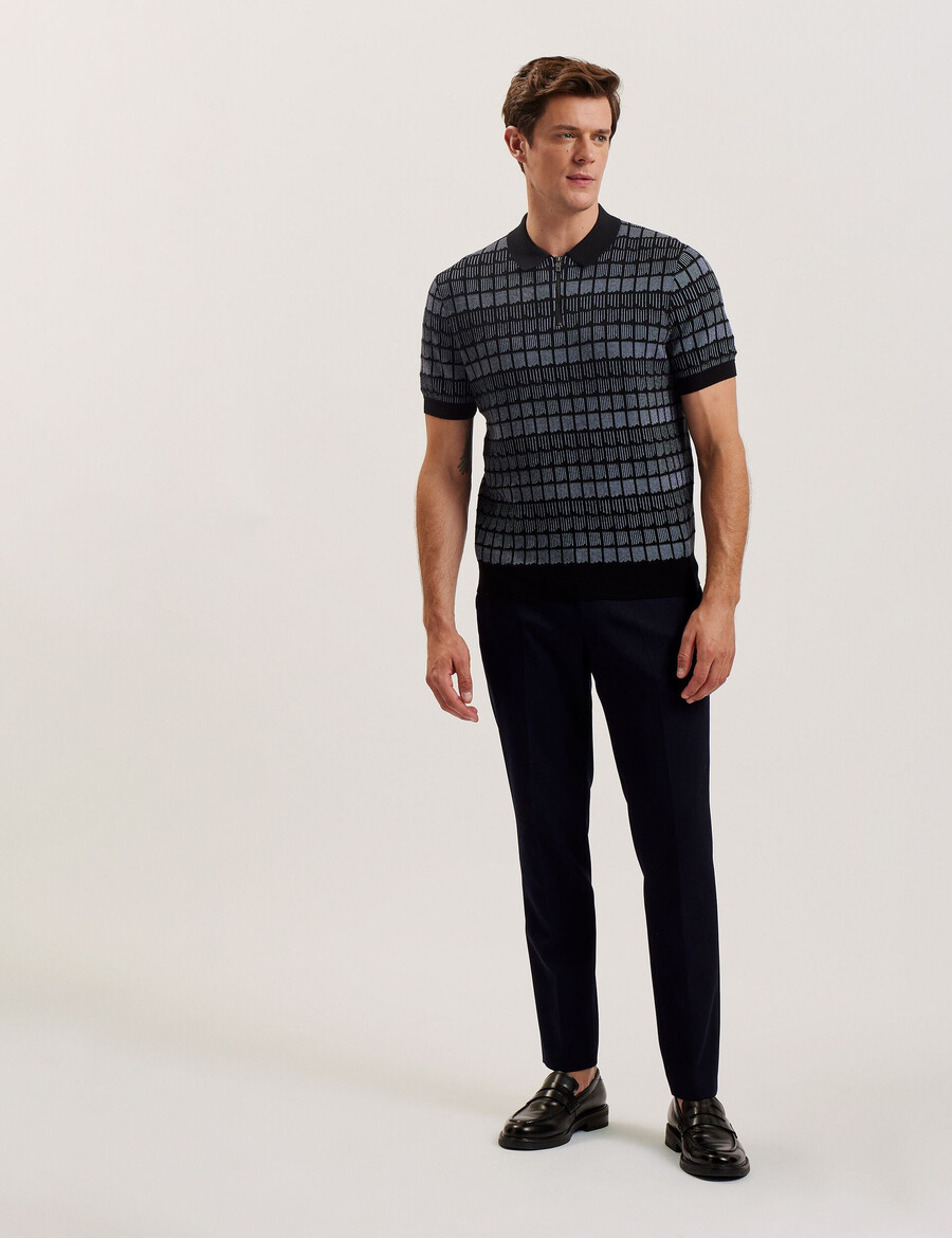 levers - polo met ritssluiting en ombre jacquardprint
