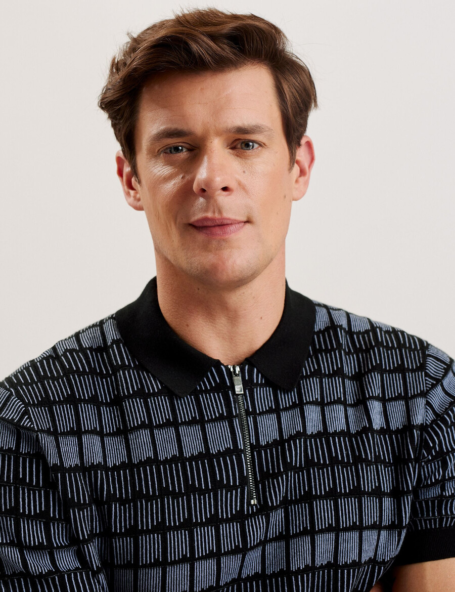 levers - polo met ritssluiting en ombre jacquardprint