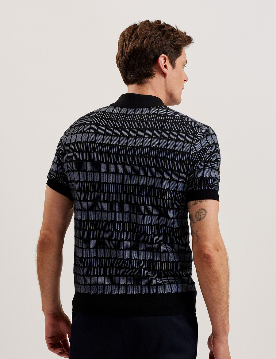 levers - polo met ritssluiting en ombre jacquardprint