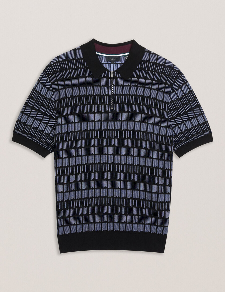levers - polo met ritssluiting en ombre jacquardprint