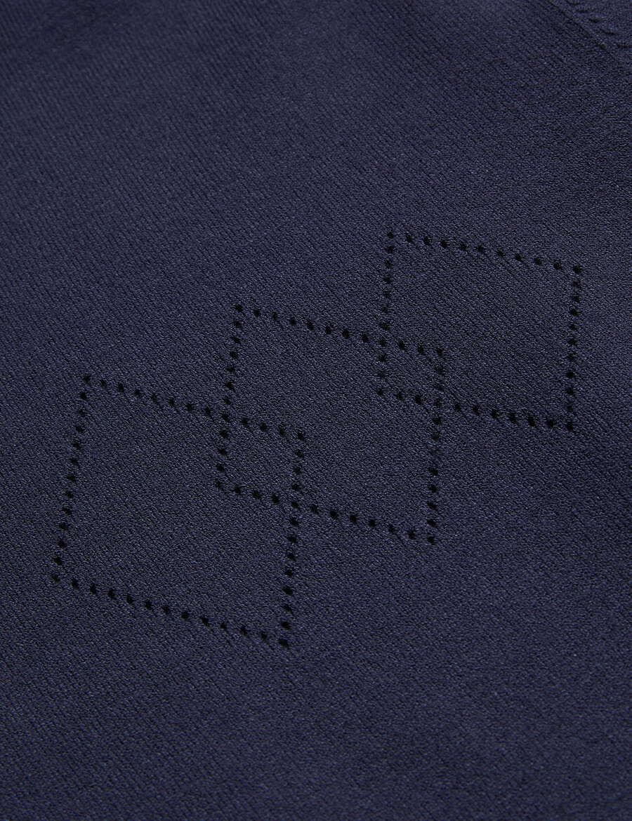 dunow - poloshirt met pointelle-details en gestreepte bies