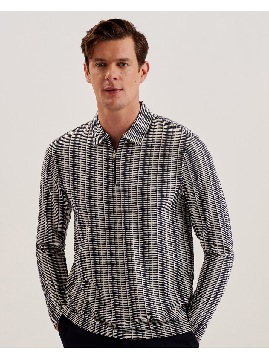 capuzzo - poloshirt met lange mouwen en geostreepte rits