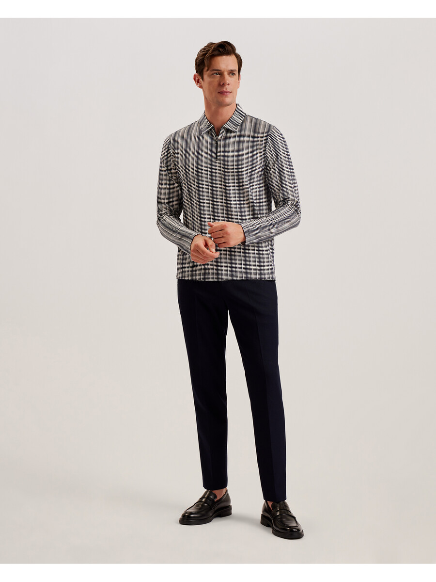 capuzzo - poloshirt met lange mouwen en geostreepte rits