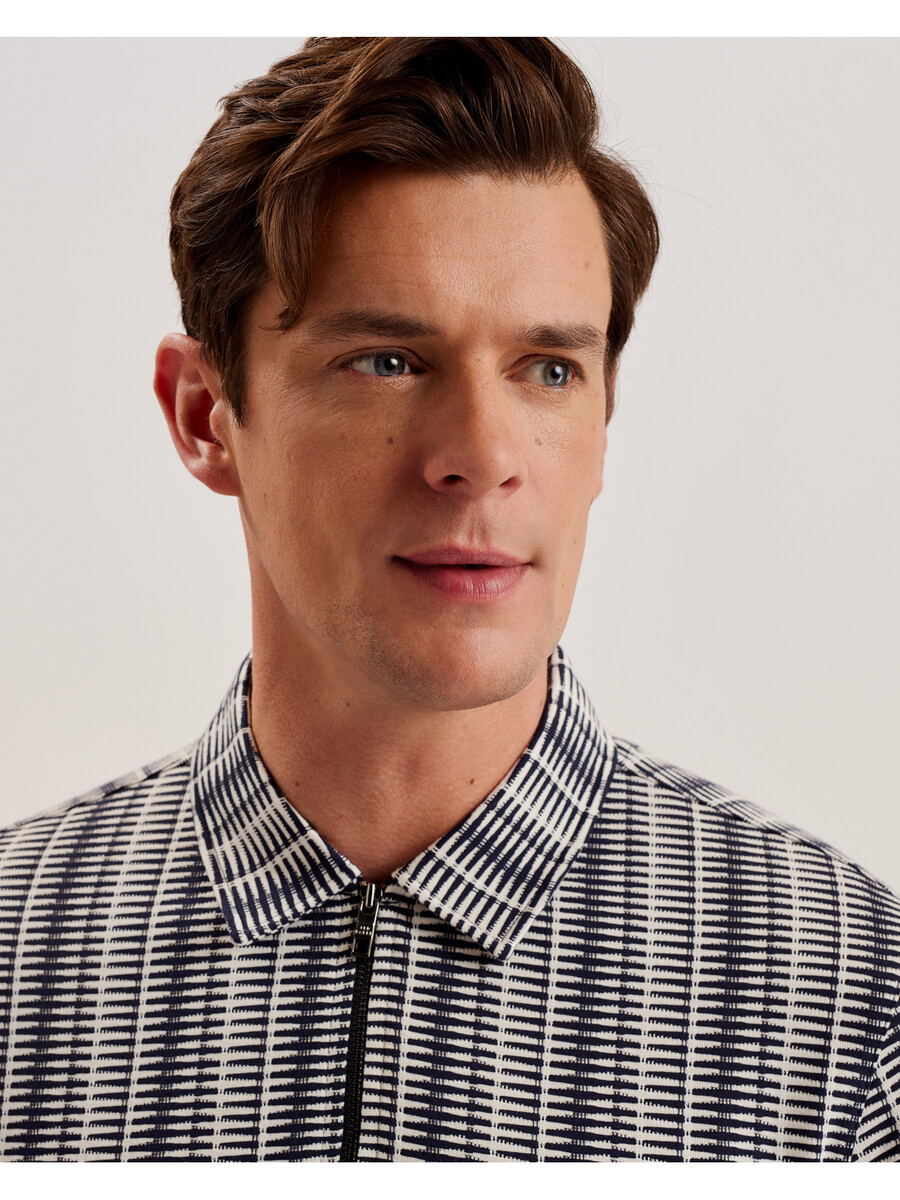 capuzzo - poloshirt met lange mouwen en geostreepte rits